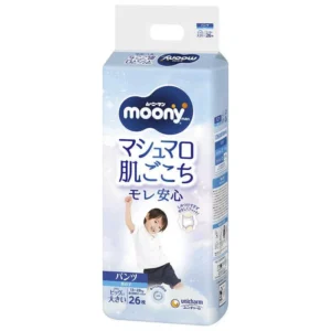 Japoniškos MOONY sauskelnės-kelnaitės, XXL, 13-28 kg, berniukams, 26 vnt.