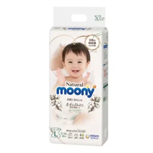 Japoniškos MOONY NATURAL sauskelnės, L, 9-14 kg, 38 vnt.
