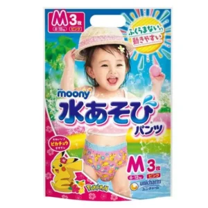 Japoniškos Maudymosi MOONY sauskelnės-kelnaitės, M, 6-12 kg, mergaitėms, 3 vnt.