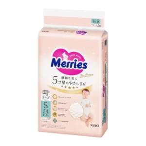 MERRIES First Premium sauskelnės, S, 4-8 kg, 54vnt.