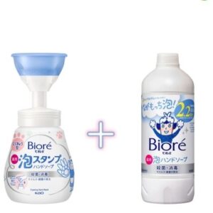 Skystas antibakterinis vaikų rankų muilas-putos Biore U, 240ml.+papildymas 430ml.